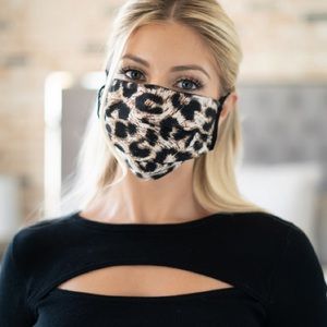 2/$15 Brown Leopard Face Mask